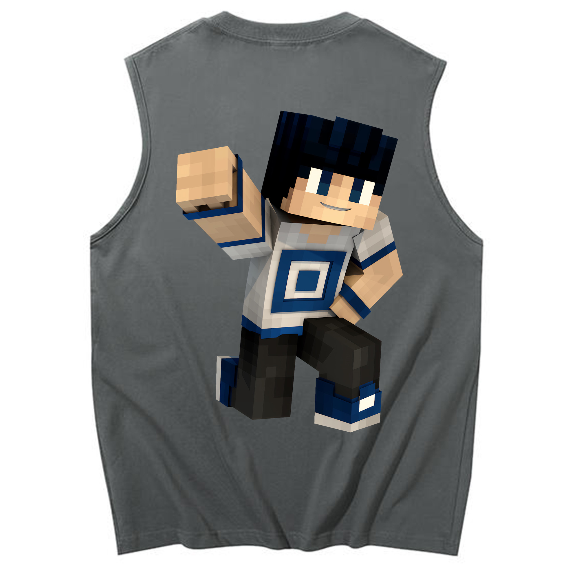 （画像用） マインクラフト ブロックの世界 Minecraft MC Block world コットン100％タンクトップ（背面プリント）